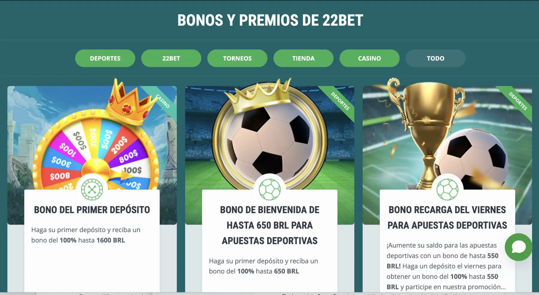 reseña de bonos de 22bet